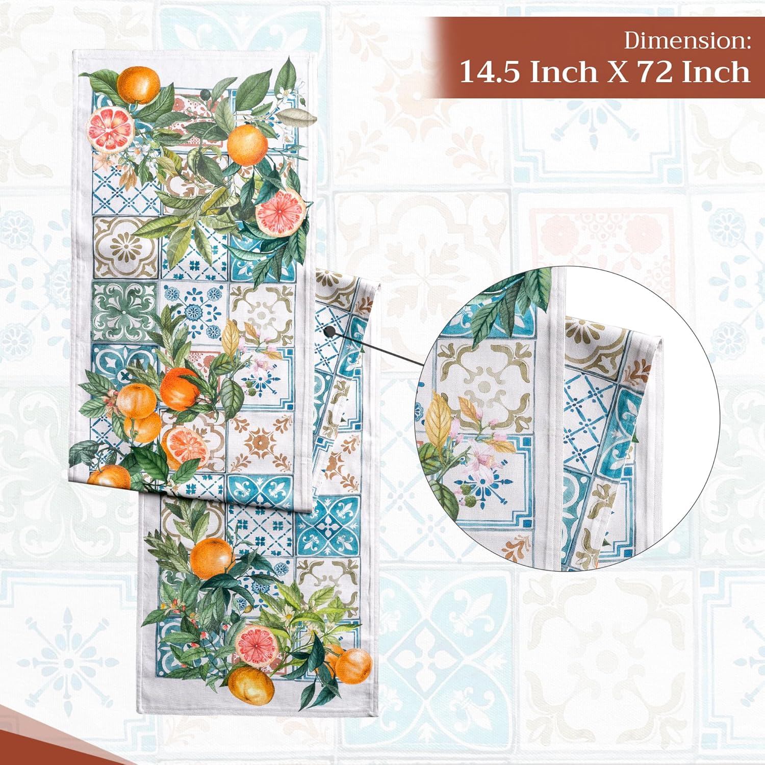 Maison D'Hermine Table Runner 100% Cotton Double Layer Table Runners 72 Inches Long Decorative for Home Kitchen Dining Party Baby Shower Wedding Bridal Shower Spring Summer (Agrume, 14.50" X 72") image number 6