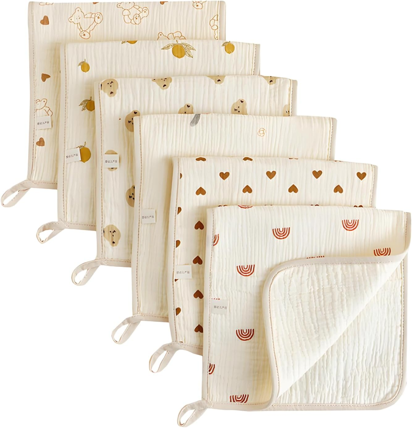 6 Pack Muslin Burp Cloths Premium Cotton-Large Size 20" X 10"，Soft Breathable Muslin Baby for Boys & Girls image number 1