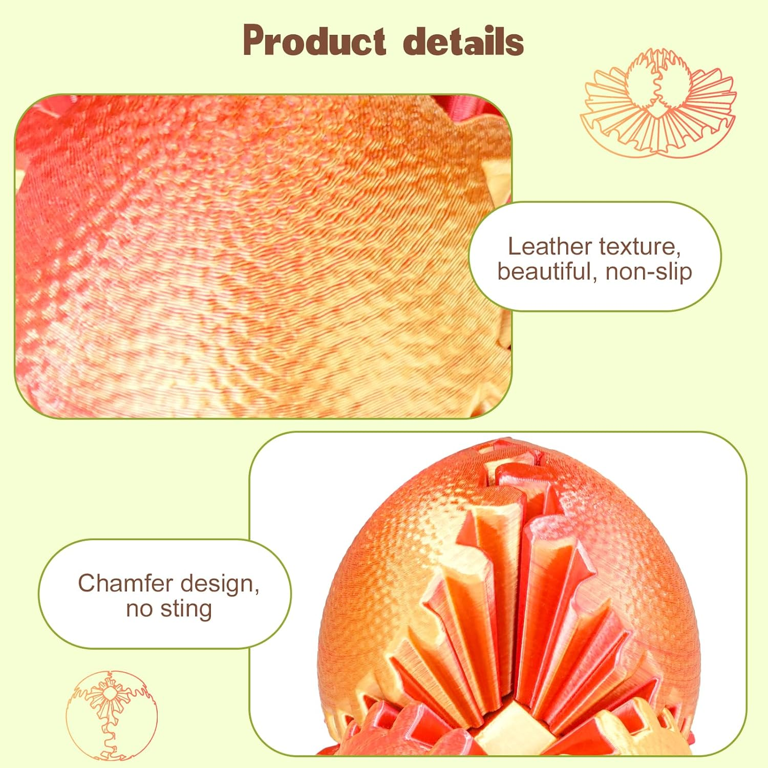 Gear Ball Fidget Toys Steampunk Gear Sphere Stress Relief Sensory Toys Autistic Kids Adults 3D Printed Unique Funny Gifts Birthday Christmas Stocking Stuffer Easter (Sunset Red, Dia. 8Cm ) image number 4