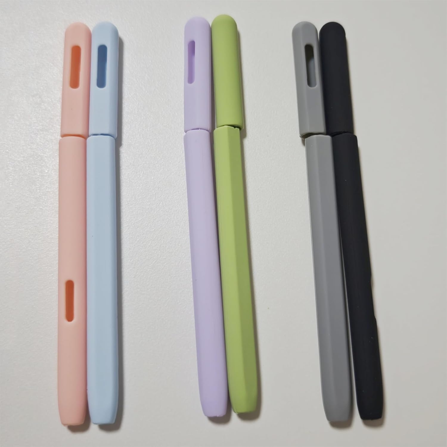 DAYJOY 2 Pack Silicone Sleeve Case Compatible with Samsung Galaxy Tab S7/S7+/S7 FE/S8/S8+/S8 Ultra/S9/S9+/S9 Ultra/S10/S10+/S10 Ultra S Pen, Protective Skin Non-Slip Smooth Grip Holder(Purple+Green) image number 3