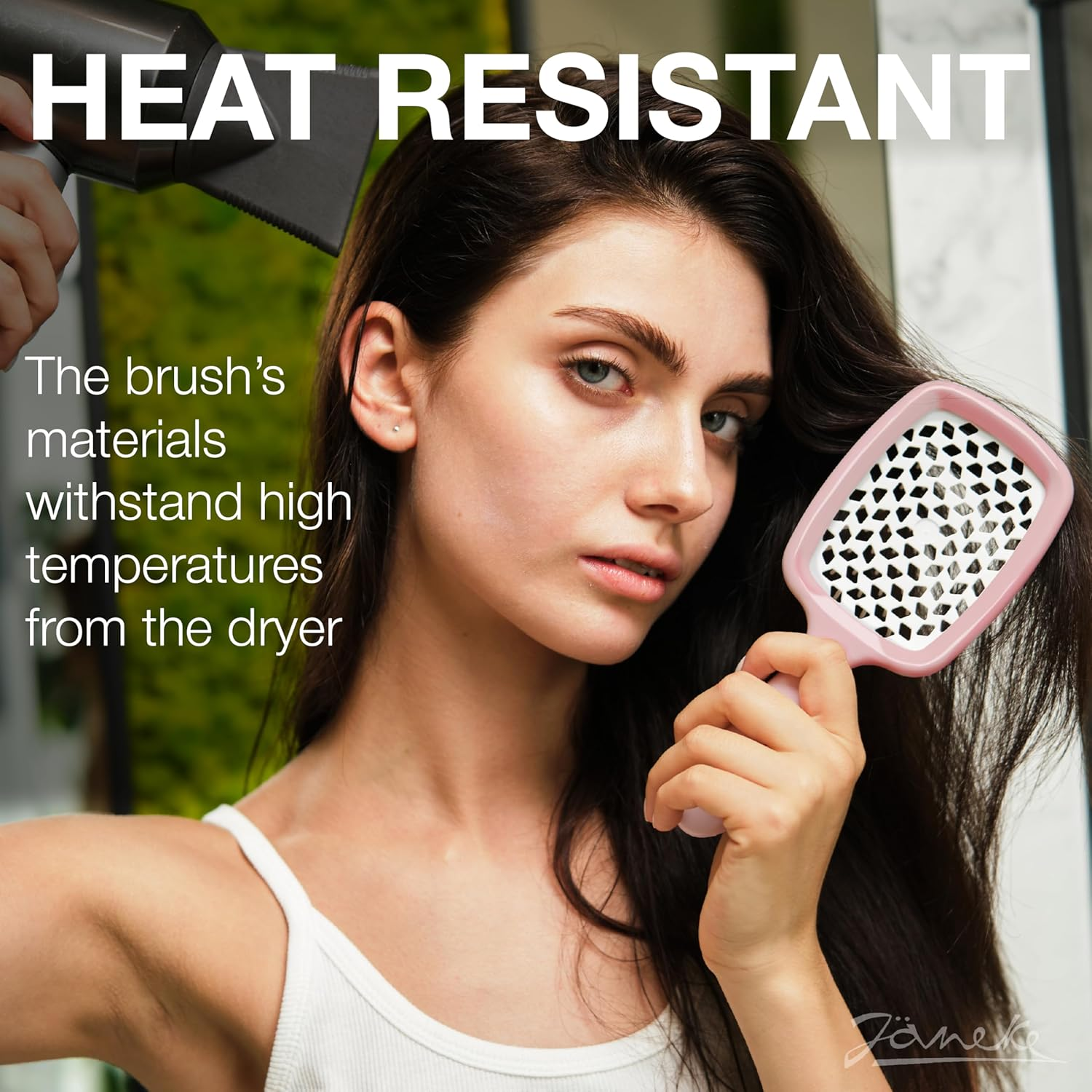 (Pink) - Janeke Superbrush Detangler Brush Anti-Static Hairbrush Easy for Wet or Dry Use Flexible with Nylon Bristle Great for All Hair Types - Long Thick Curly -The Original Italian Patent ( Pink ) - Pink image number 2