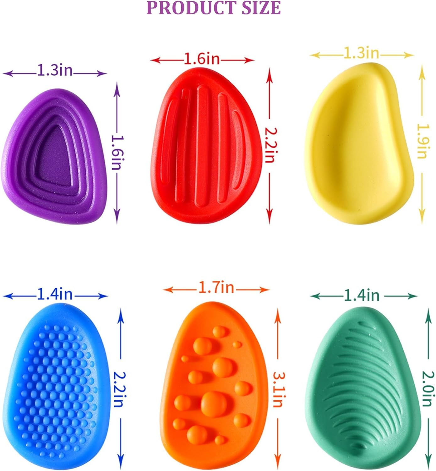 Sensory Fidget Toys Stone for Kids, 6 PCS Textured Soft Worry Stone for Autism Kids Calming Down, Fidget Stress Toys for Student Anxiety Relief,Small Prize image number 1