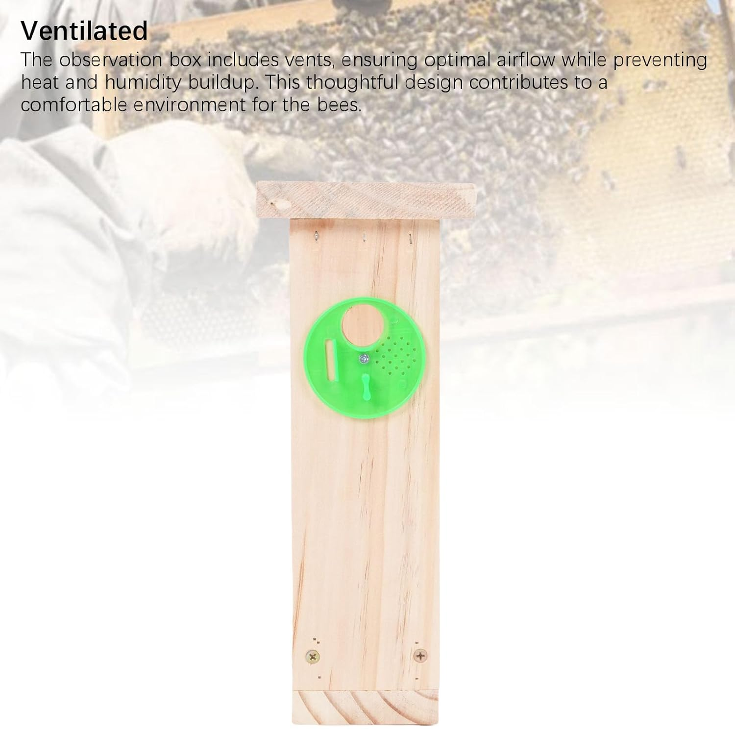 TOPINCN Bee Breeding Observation Box Educational Transparent Wooden Hive for Beekeeping Supplies Ideal for Educational Demonstrations image number 4