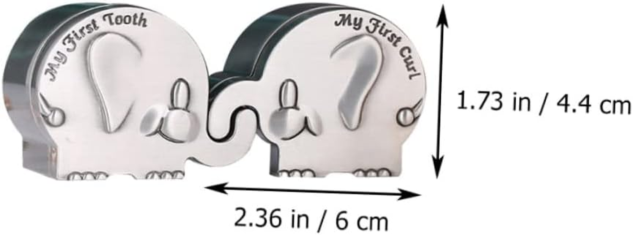 Yardwe Elephant Shape My First Curl and Tooth Keepsake Box for Newborns, Small Silver Metal Baby Hair and Tooth Storage Organizer, Newborn Memory Collection image number 3