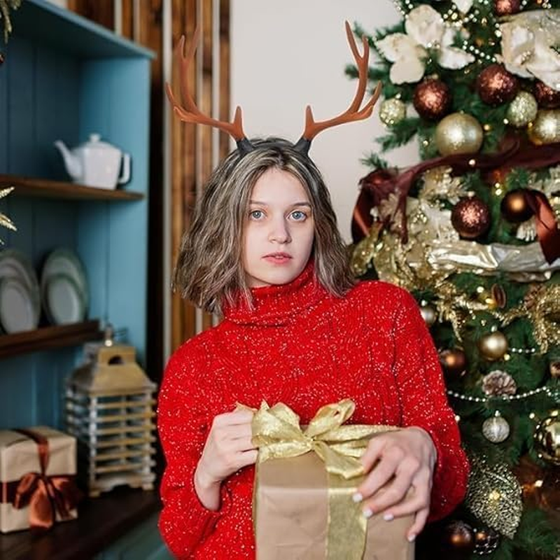 Reindeer Antlers Headband 1Pcs, Fabric Costume Headpiece for Adults and Kids, Halloween Cosplay Party Christmas Decoration image number 3