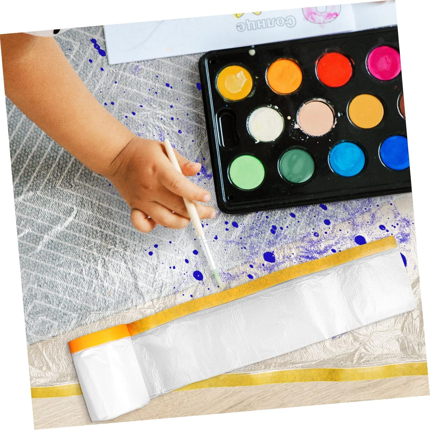 INOOMP 6 Rolls Self-Adhesive Masking Tape Film Covering Films for Painting Dust Protection, Including 30Cm&times;30M and 55Cm&times;25M/30M Sizes, Suitable for Automotive and Furniture Painting image number 4