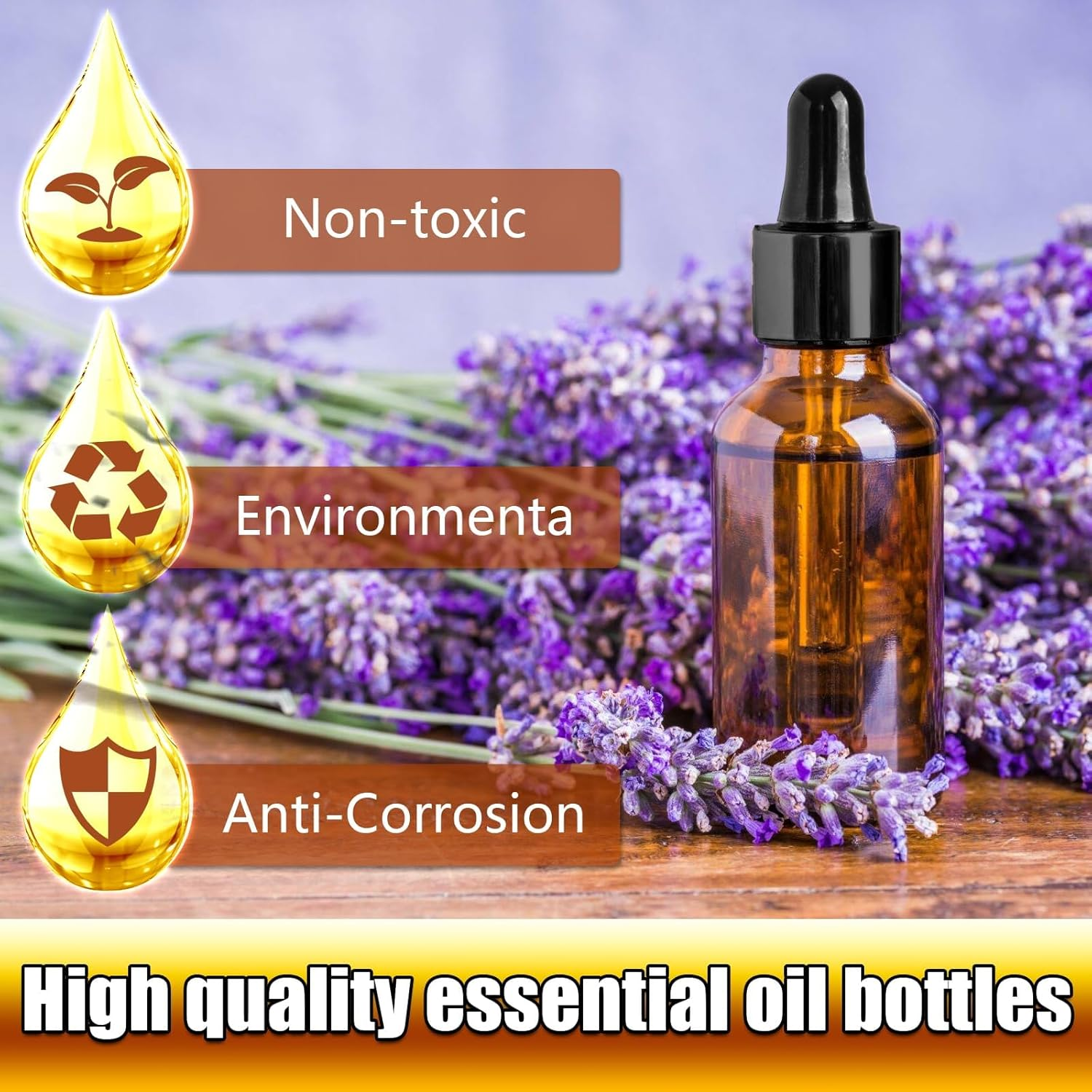 Dropper Bottle, 4 Pcs Amber Glass Dropper Bottle, 100Ml Tincture Bottle with Labels and Funnel for Essential Oils, Cosmetic, Laboratory image number 4