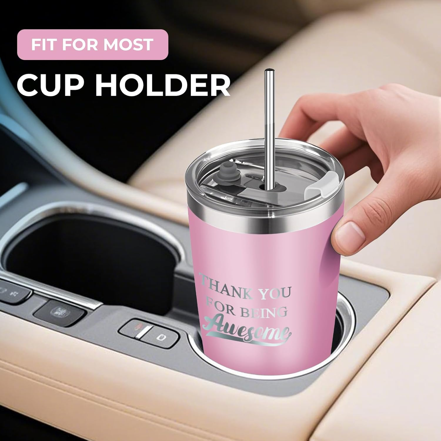 Women Thank You Gifts, Female Friends Appreciation Gift, Coworkers Colleagues Employee Manager Boss Lady Teacher Office Gifts, Leakproof Steel Insulated Tumbler with Lid and Straw | 20Oz (Pink) image number 4