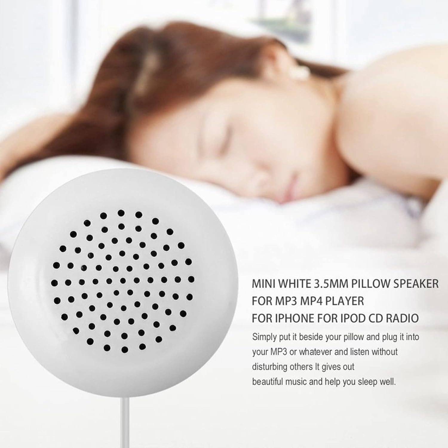 Qauffty 2X Mini White 3 5Mm Pillow Speaker for CD Radio MP3 Player image number 1
