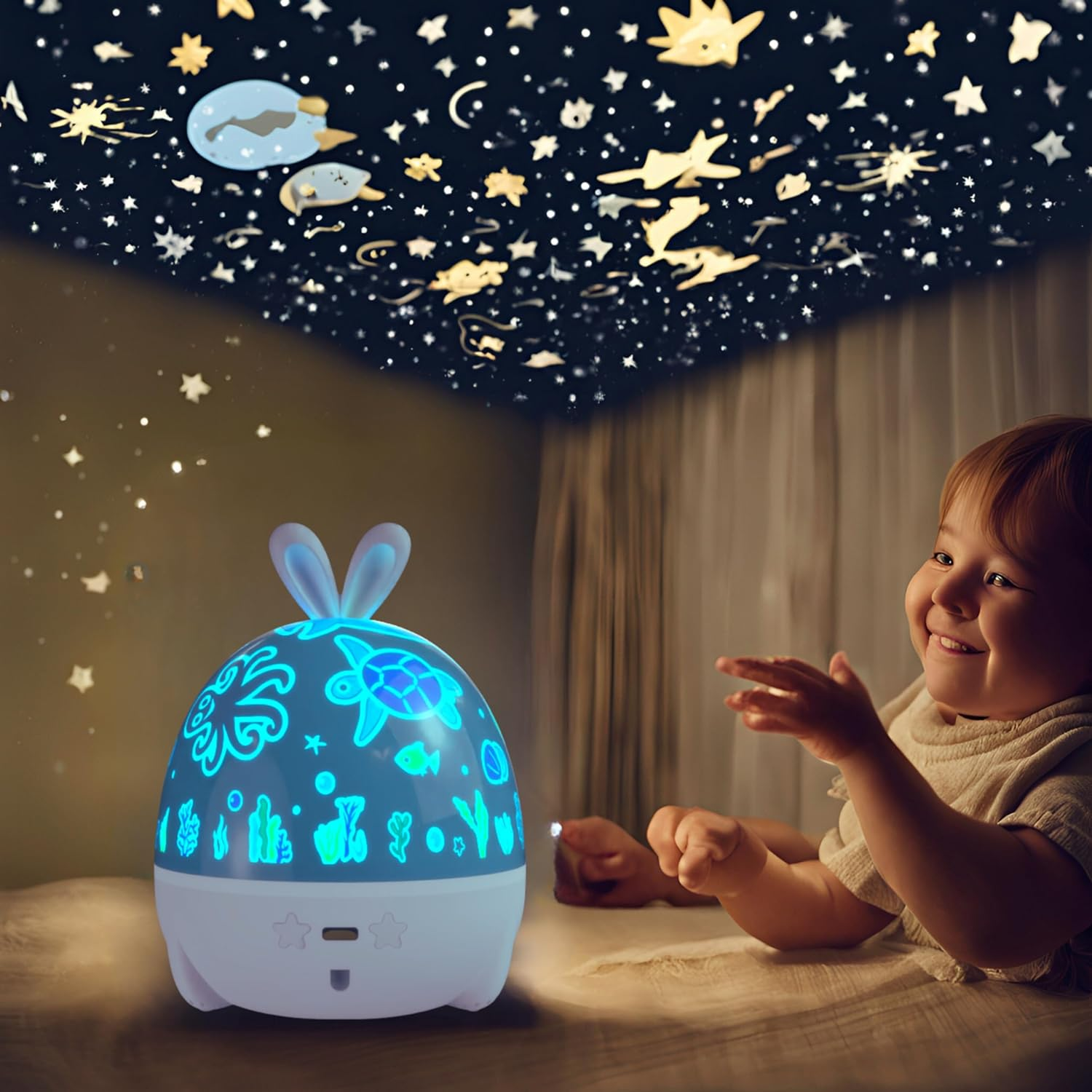Night Light Space,Star Night Light Projector,Unicorn Night Light 4 in 1 Toys for Kids Children 2-8 Year Old Boy or Girl,Glow in the Dark,Kids Room Decor (Set A) image number 1