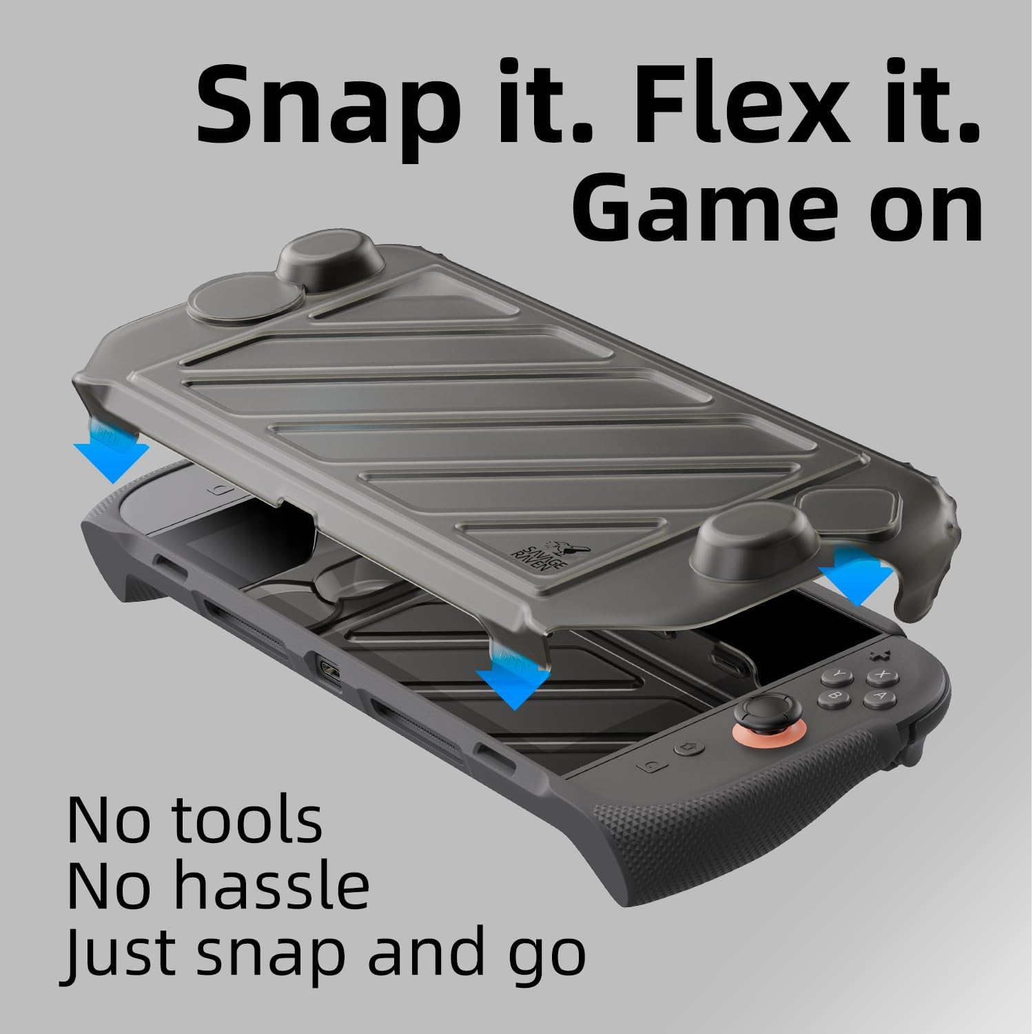 Savage Raven by Skull & Co. Standgrip Front Cover Bundle for Nintendo Switch 2: Protective Case with Textured Grips Full Protection and Hard-Shell Front Cover Handheld Design - Smoky Black image number 6