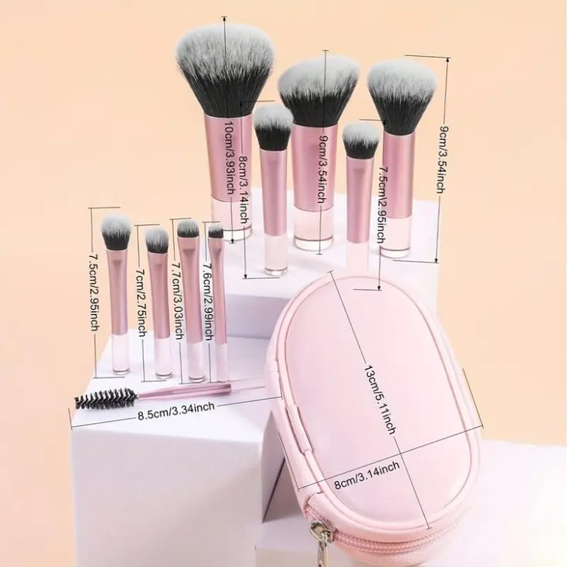 Travel Makeup Brush Set, 10 Pieces Travel Makeup Brush Set Makeup Brushes with Pouch,Mini Portable Makeup Brushes with Pouch for Women and Girls image number 5