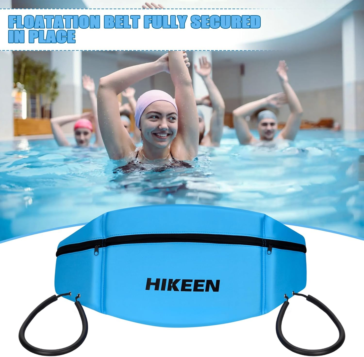 Hikeen Swim Belt for Adults/Kids,Water Aerobics Equipment with Fixing Straps and Zipped Pocket,Adults Pool Exercise Equipment for Pool Exercises and Workouts image number 2