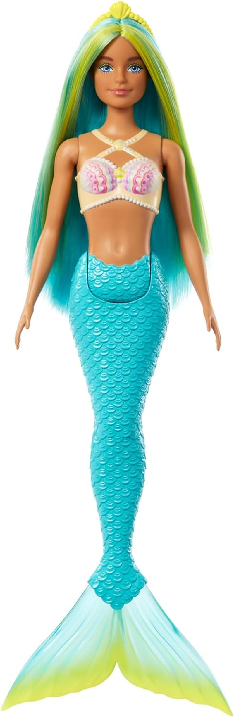 Barbie Mermaid Dolls with Fantasy Hair and Headband Accessories, Mermaid Toys with Shell-Inspired Bodices and Colorful Tails