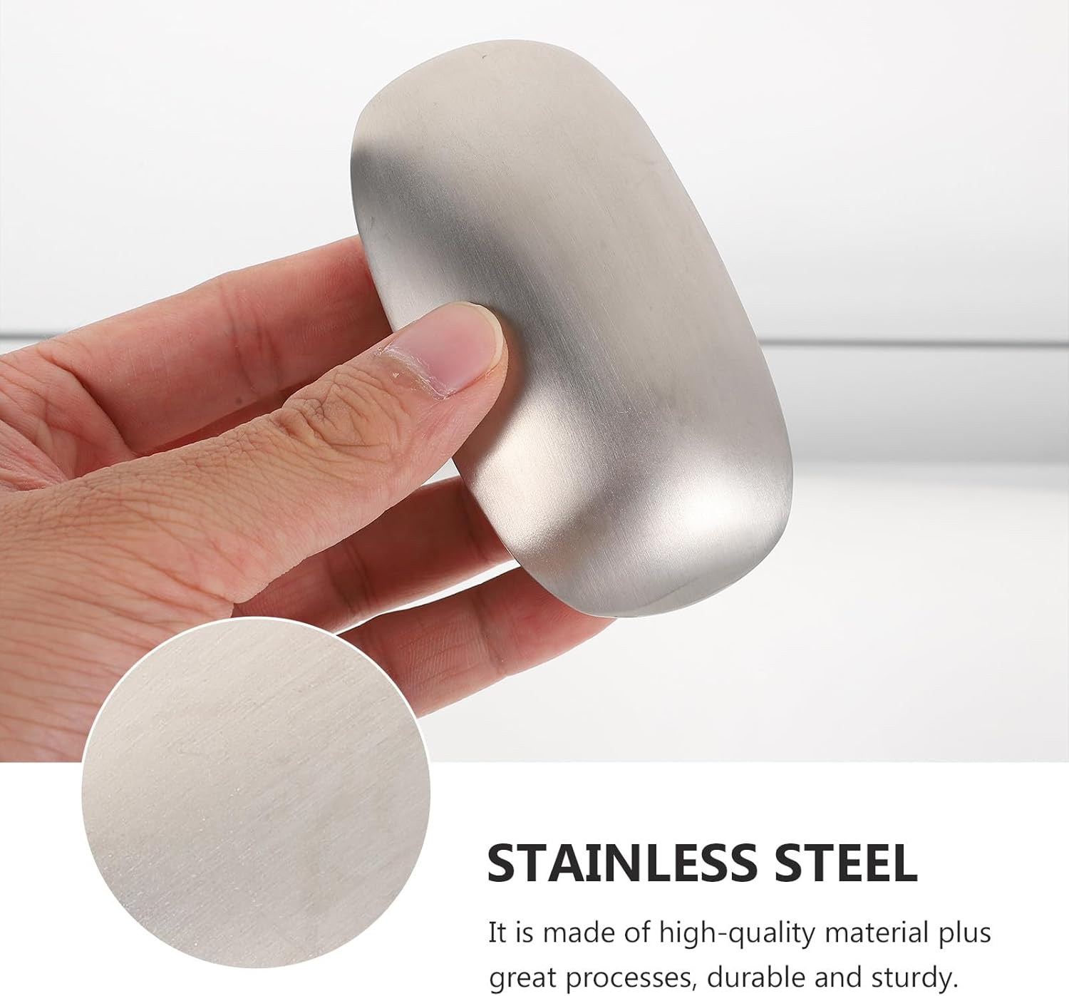 Luxshiny Stainless Steel Odor Remover Soap Bar for Kitchen Hands, Silver Smell Eliminating Tool for Garlic Fish Onion Cooking Odor Removal image number 3
