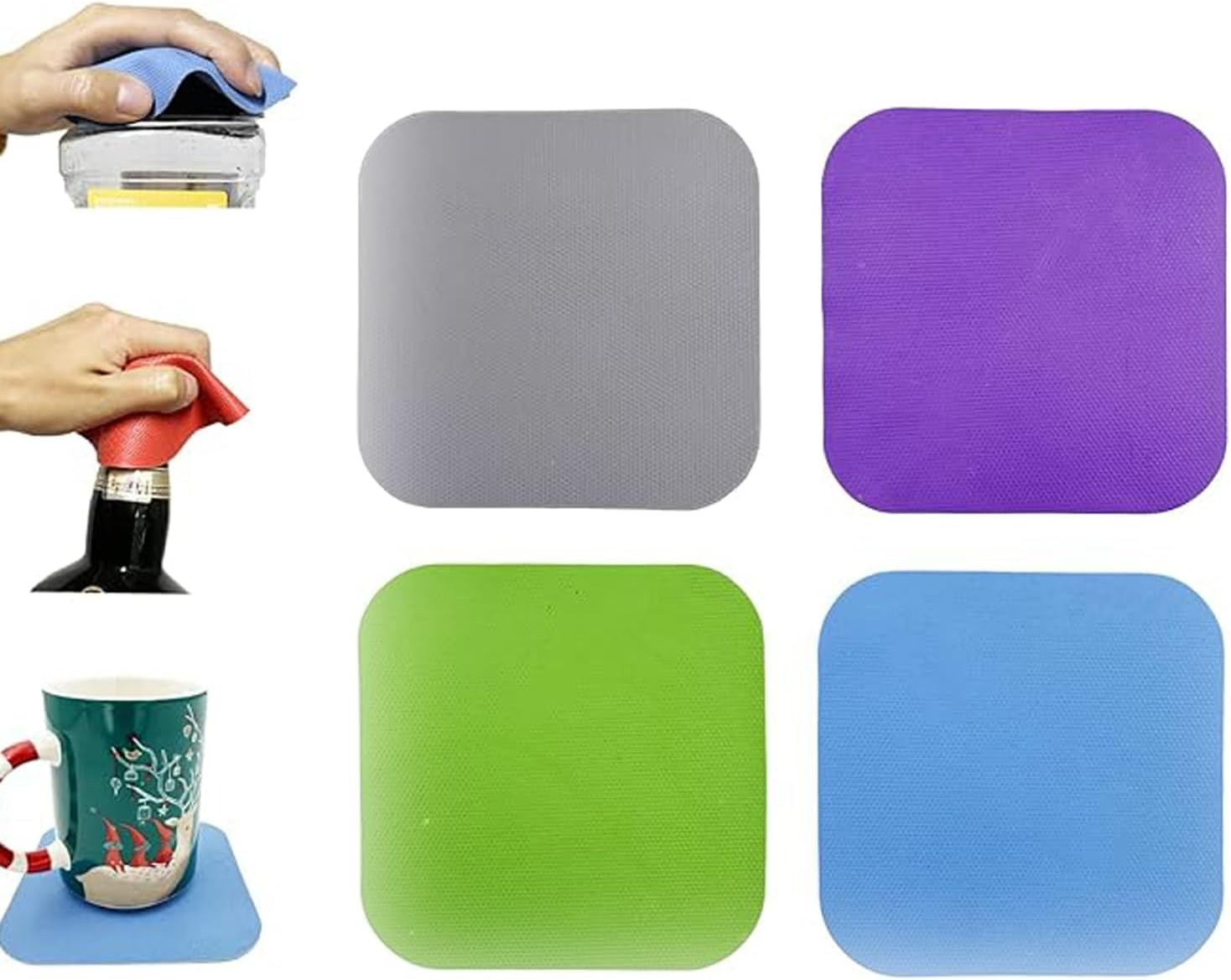WEZCHUGHAOL Silicone Jar Opener Pads, Square Gripper Cushions, Set of 4, Superior Grip image number 2