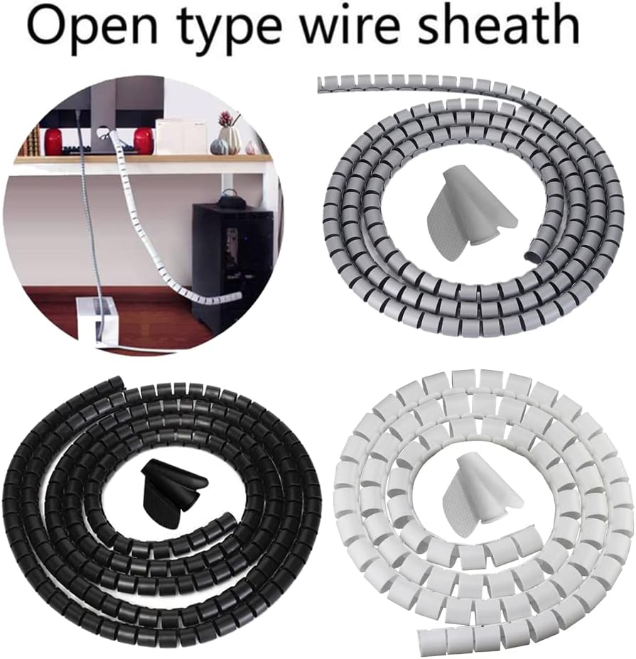 2M 10Mm Spiral Cable Tidy Wrap Management Storage Organizer for TV Computer (Black) image number 4