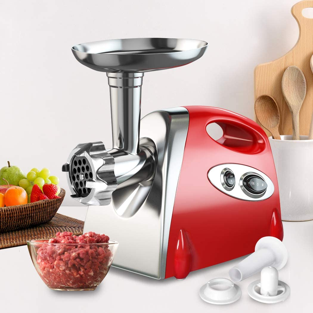 TOQUE Electric Meat Grinder 2800W Mincer, Stainless Steel Food Grinder Sausage Maker, High Volume Stainless Steel Mincer, Sausage Stuffer Tube & Kubbe Kit for Home Kitchen Use, Red image number 1
