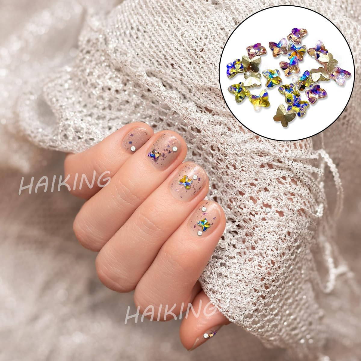 HAIKING 3D Nail Charms Decoration, 20 Pcs Butterfly Nail Art Decorations for Women, Girls, Home DIY Nail Art Supplies (2 Colors) image number 6