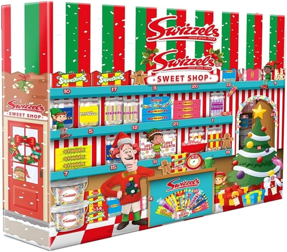 Sweetshop Food Advent Calendar 220G - Christmas Sweets, Includes Refresher Bars, Squashies, Love Hearts, Drumsticks, Sweets Gift Box image number 1
