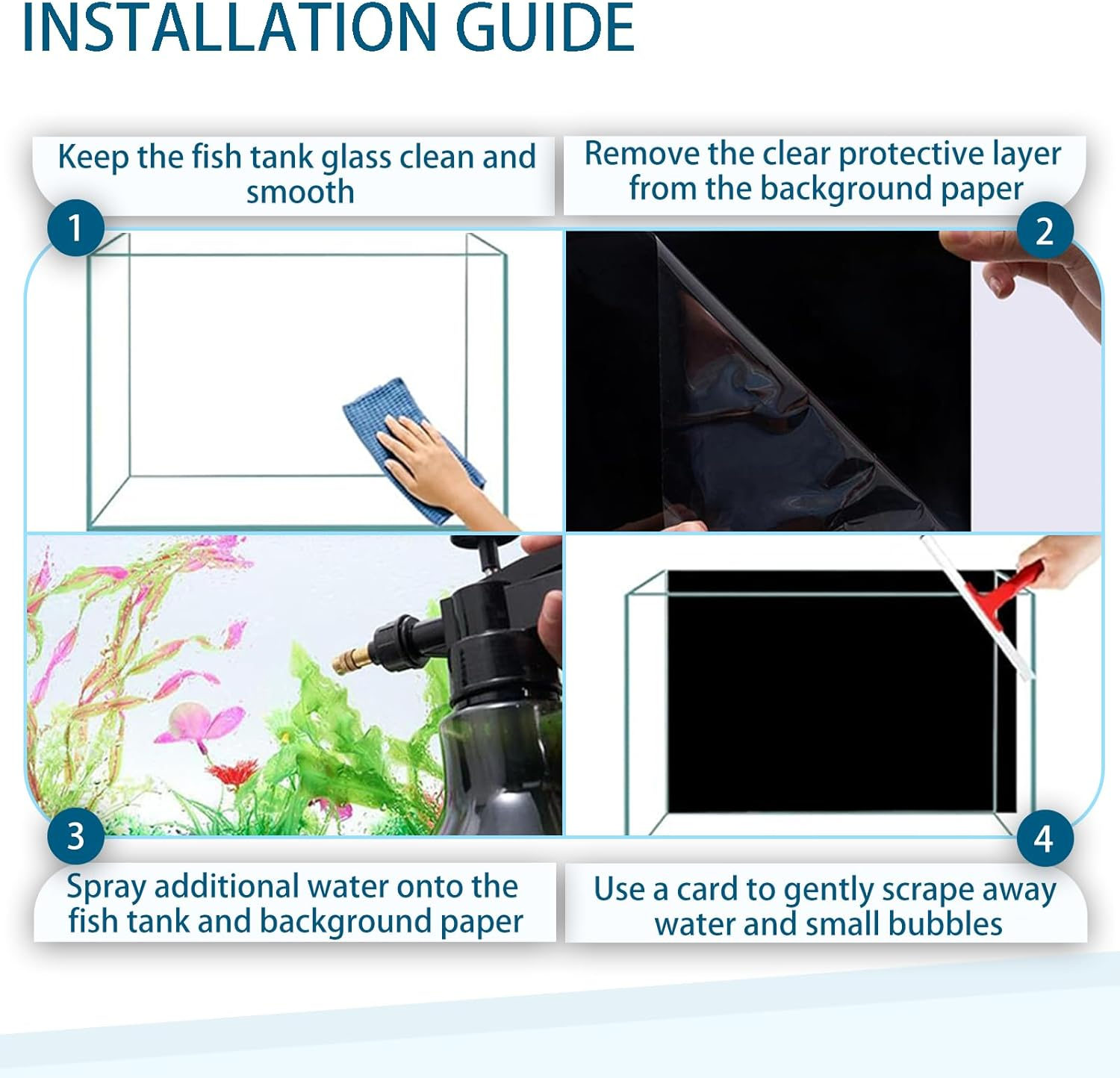 Aquarium Background Black Static Cling Fish Tank Decorations Self Adhesive Backdrop Aquarium Decorations for Home or Office 78.7X11.8 Inches image number 1