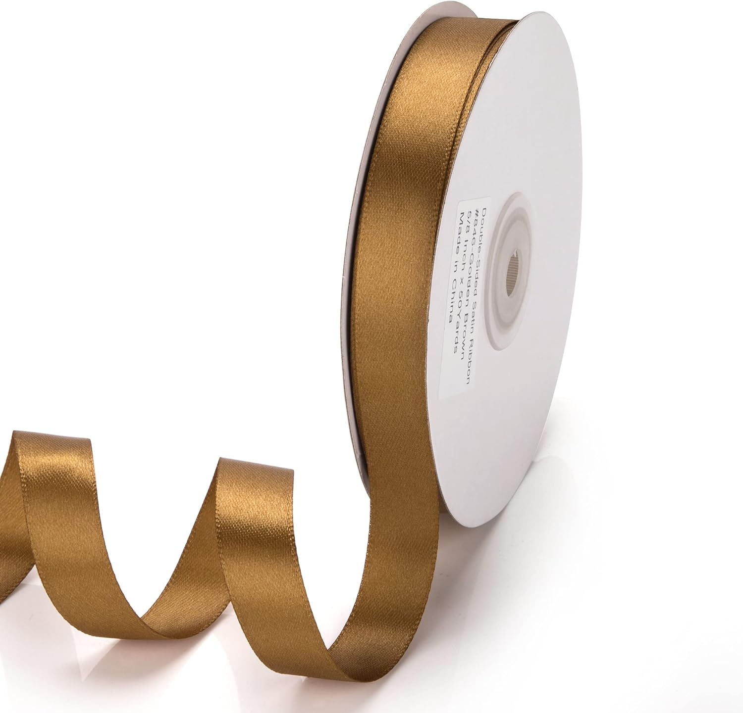 Alfie Double Faced Satin Ribbon 1.5 Inch X 25 Yards Double Sided Solid Polyester Ribbon for Gift Wrapping Party Hair Braids Bow Baby Shower Decoration Floral Arrangement Craft Supplies, Golden Brown image number 2