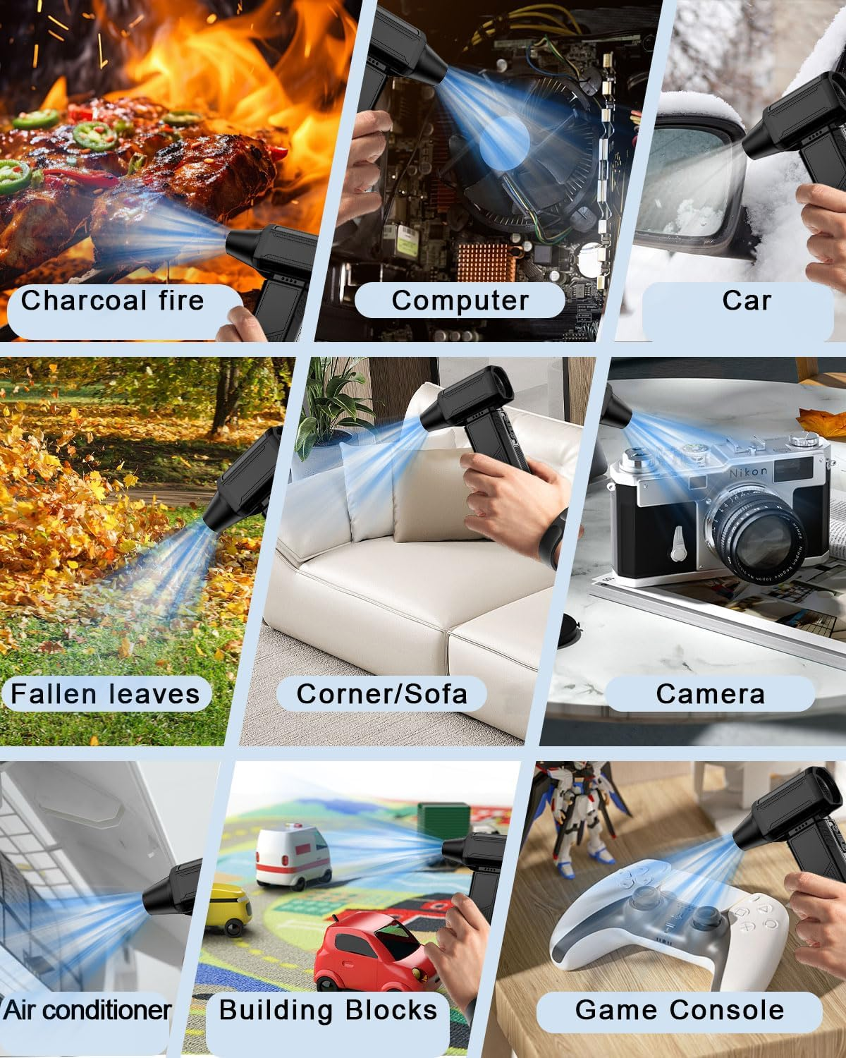 Compressed Air Duster, Super Powerful 180000 RPM Electric Air Duster Turbo Fan Stepless Speed Adjustable Powerful Blower High Speed Duct Fan-Air Broom for Home Outdoor Dust Rain Snow Car Dry Keyboards image number 3