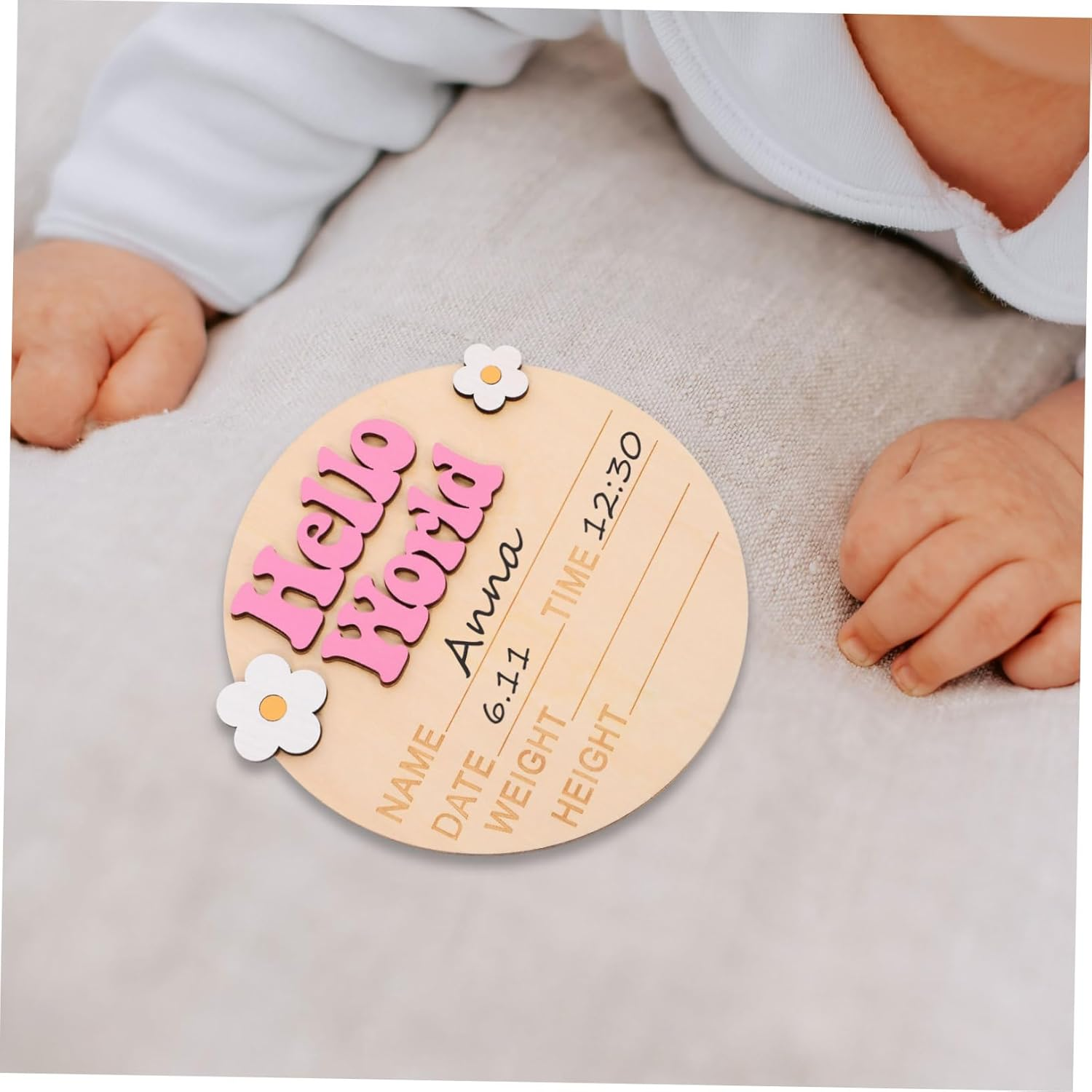 Birth Announcement Sign Name Plaque for Nursery Photo Prop Newborn Announcement Board Safe Sturdy Decor