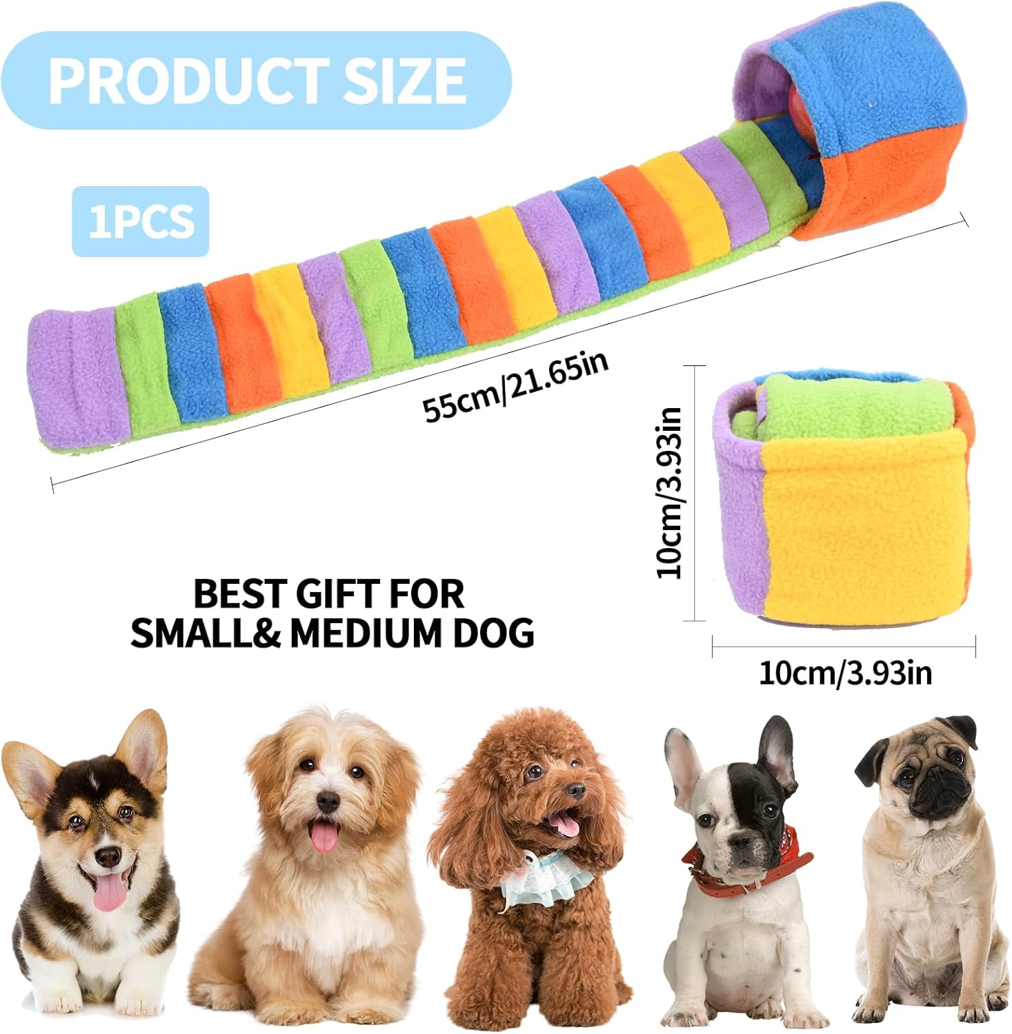 Fadcaer Foraging Dog Toy - Interactive Snuffle Mat for Small & Medium Dogs - Squeaky Puppy Toys for Training & Stress Relief (Rainbow) - Unicorn-Coloured image number 5