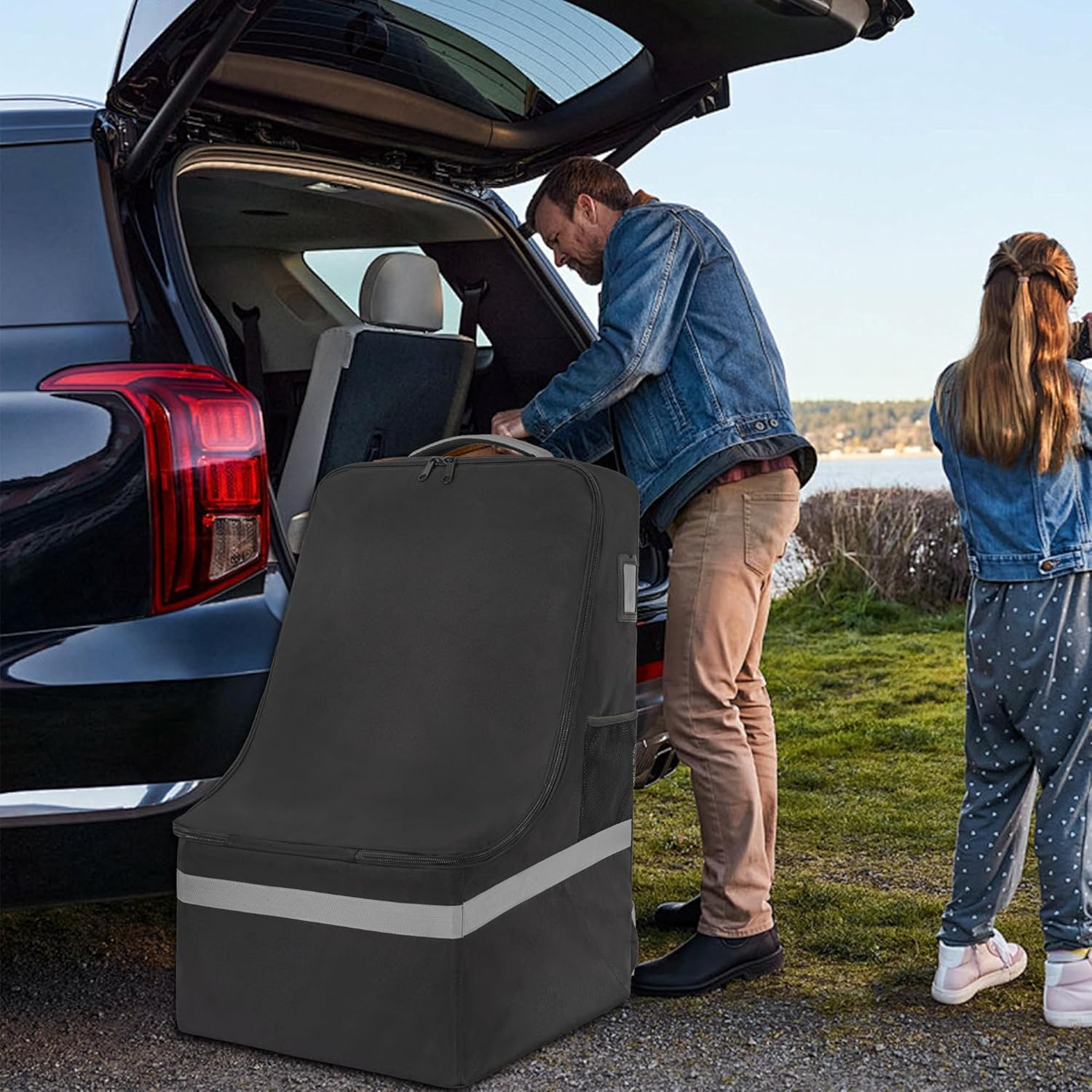 Bestbless Car Seat Travel Bag Heavy Duty Car Seat Bag for Airplane Gate Check Car Seat Backpack with Shoulder Strap, Portable Pram Bag for Airplane, Car Seat Travel Bag image number 1