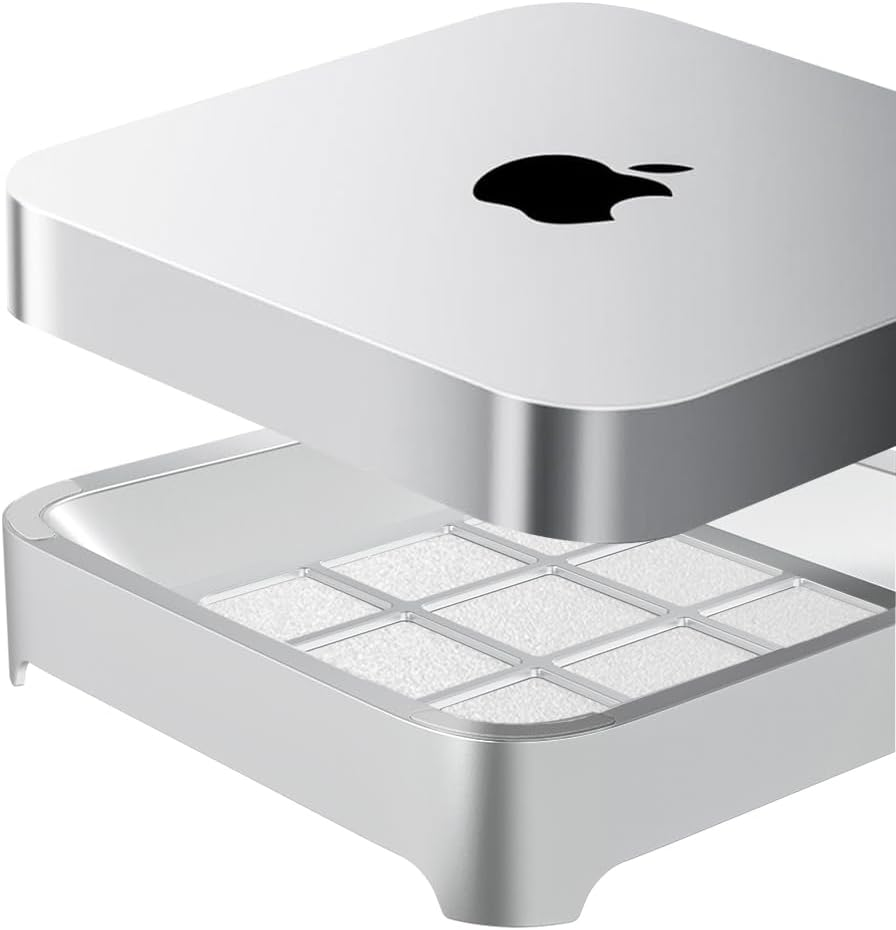 JEMACHE Desktop Stand for Mac Mini 2010-2023 M1 M2 Pro, Mac Studio M1 M2 Max/Ultra (Silver) image number 1