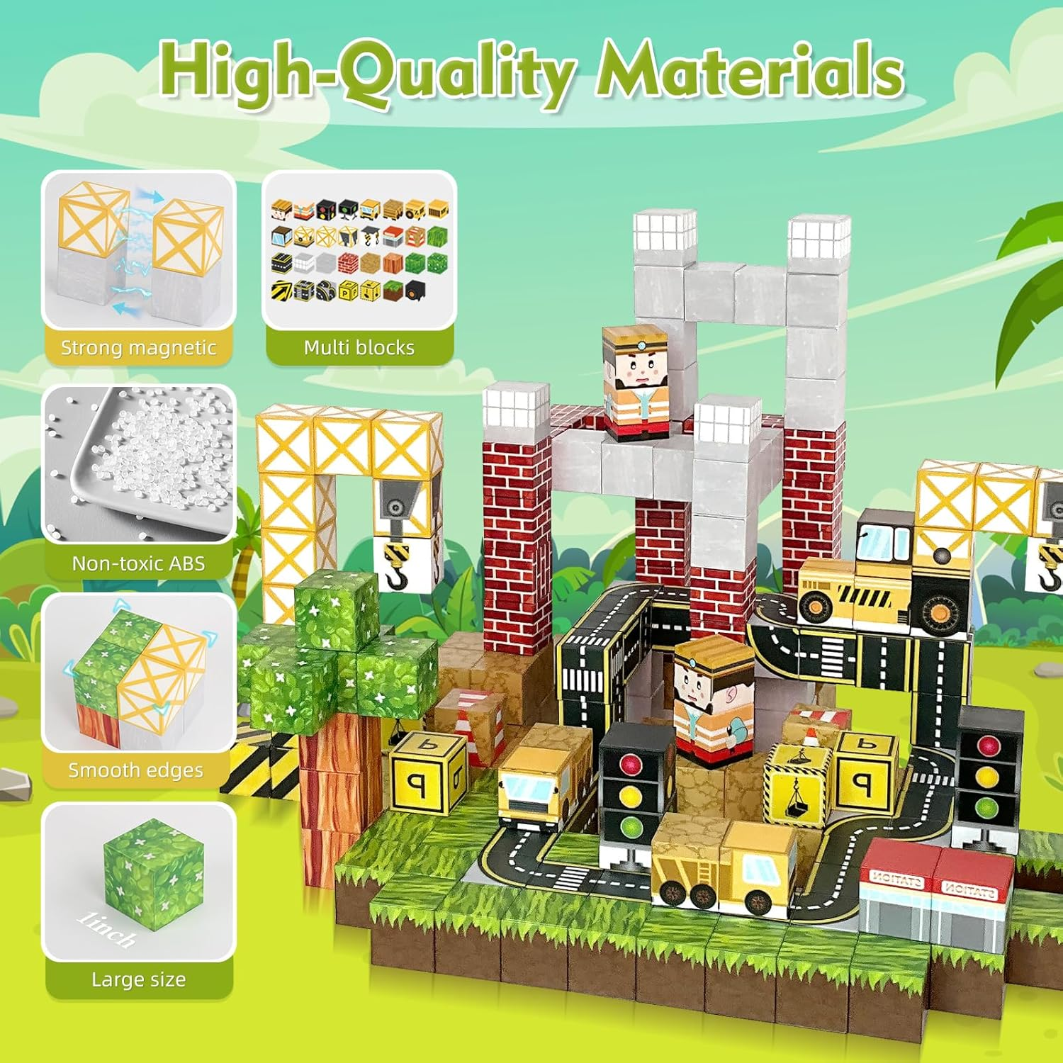 200PCS Magnetic Blocks, Magnetic Building Blocks Toddler Toys, Magnetics Tiles Portal Set, STEM Sensory for 3+ Year Old Boys&Girls, Toddler Creative Learning Toys, Creative Kids Games Set image number 2