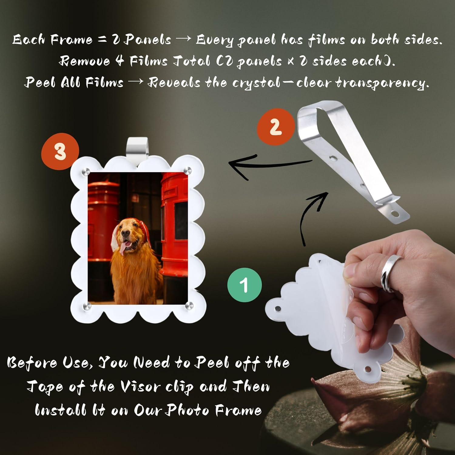 MOTOFITOOL Car Sun Visor Photo Holder, Acrylic Magnetic Personalized Photo Holder Car Picture Frame Visor Clip Accessories for Men Women(2 Pack) image number 4