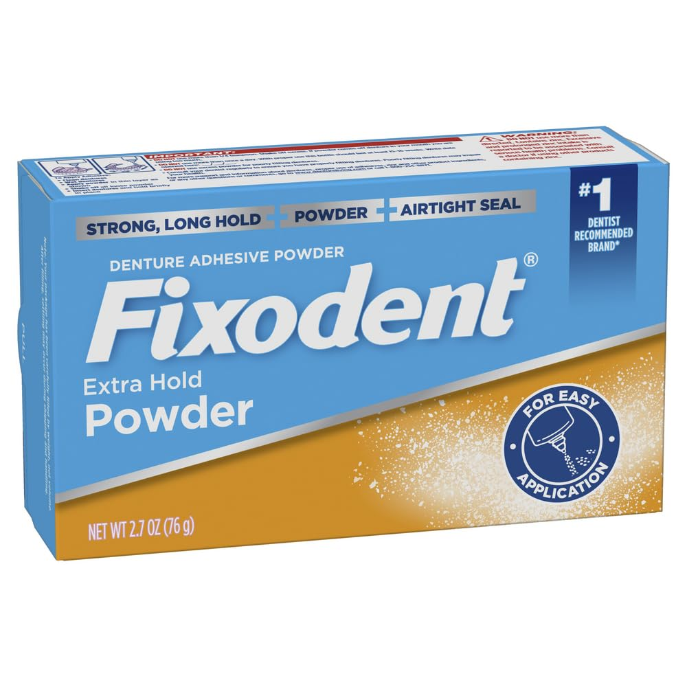 Fixodent Extra Hold Denture Adhesive Powder 2.7 Oz (Pack of 4)
