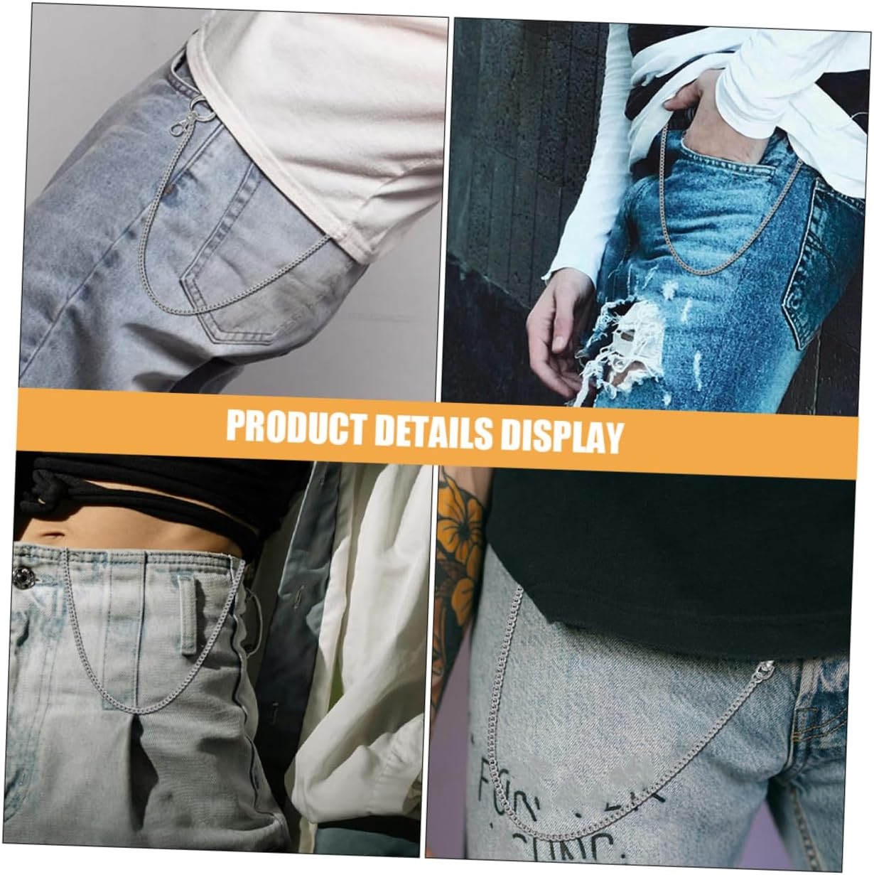 Jojofuny Men'S Wallet Chain Heavy Duty Pants Key Holder Lobster Clasp for Jeans and Belts Sturdy Pocket Chain Accessory image number 3