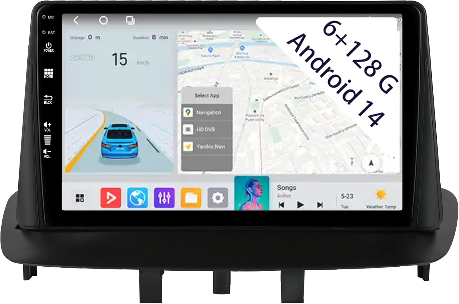 [6+128GB] Keconsing 9" Android 14 Autoradio for Renault Megane 3 Export 2009 2010 2011 2012 2013 2014 Radio Stereo Carplay, Wireless Car Play GPS Auto Navi Screen Bluetooth Navigation Player image number 2