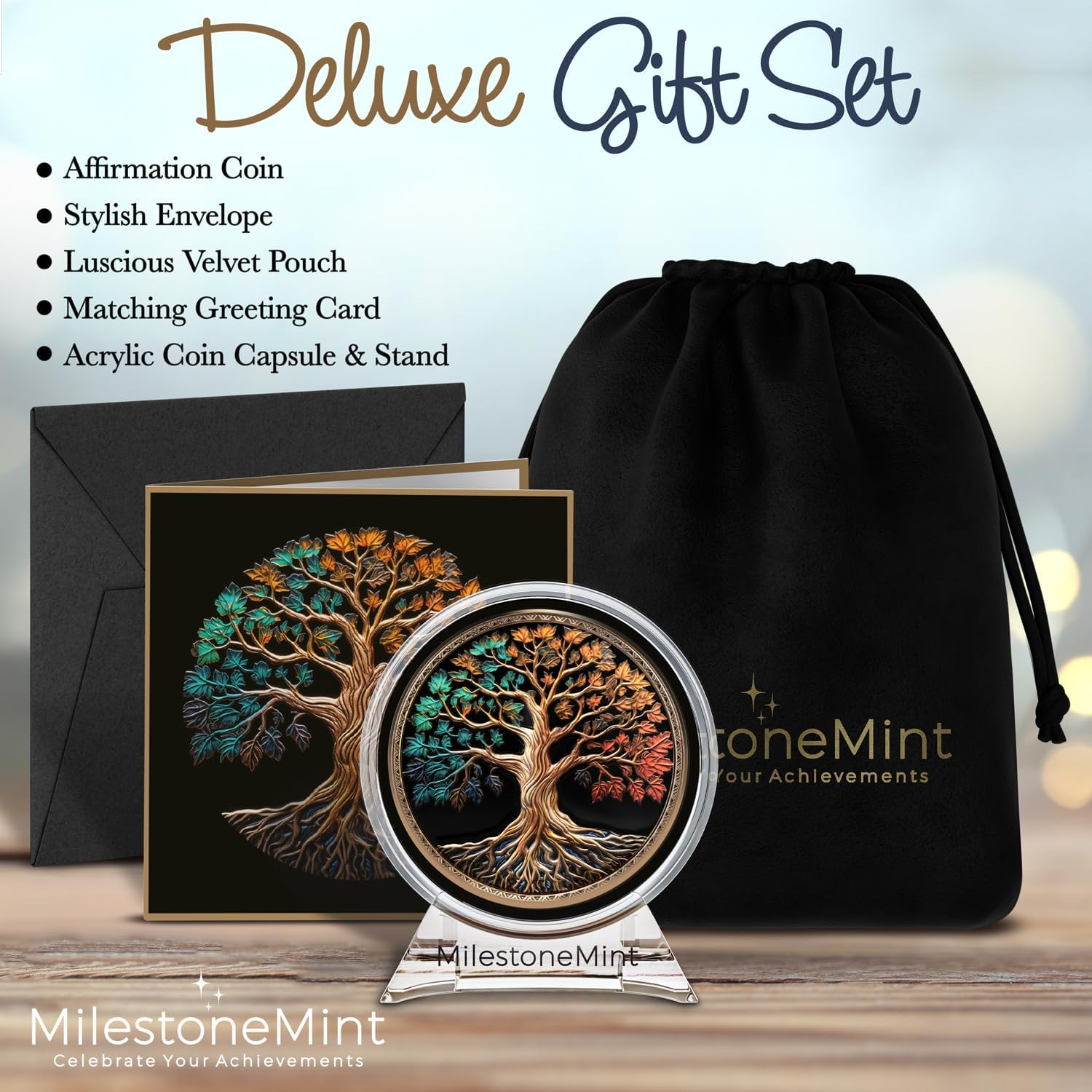 Milestonemint Affirmation Sobriety Coin Gift Set | Tree of Life AA Chip Medallion with Coin Capsule, Display Stand & Card | Sobriety Gifts for Anniversary Month & Year for Men & Women in Recovery image number 5