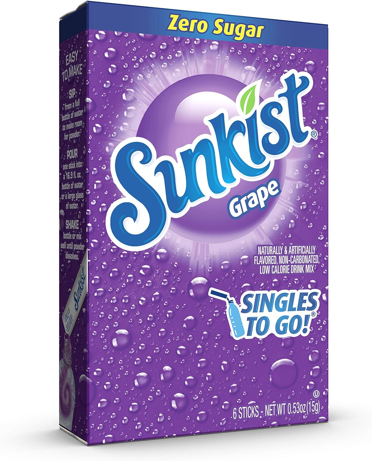 Sunkist Singles to Go Soda, Grape, 6 Count