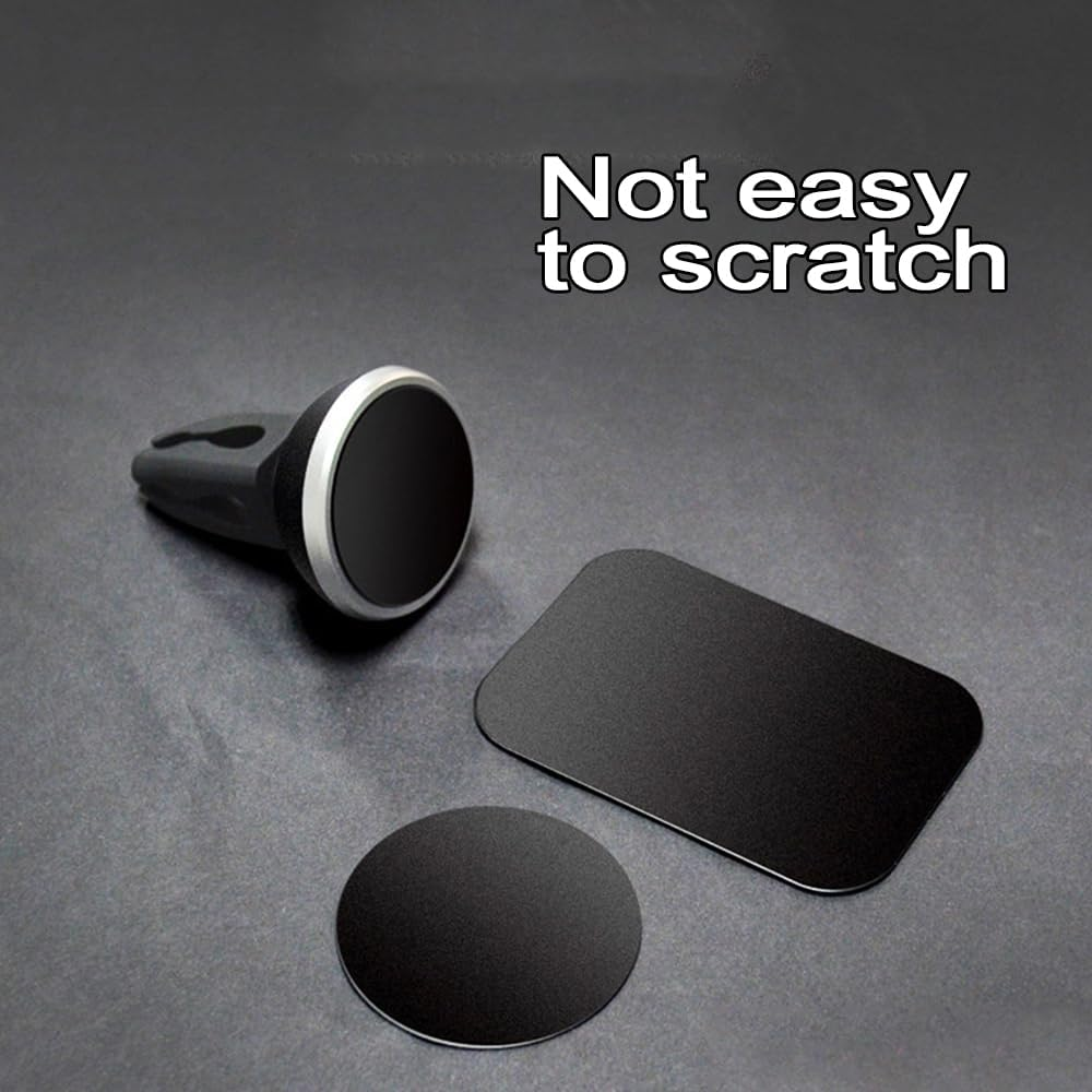 6-Pack Metal Plate for Magnetic Phone Mount - 3 Rectangle & 3 round Adhesive Plates, Compatible with Magnetic Car Holders & Cradles, Durable Black Steel Backing image number 4