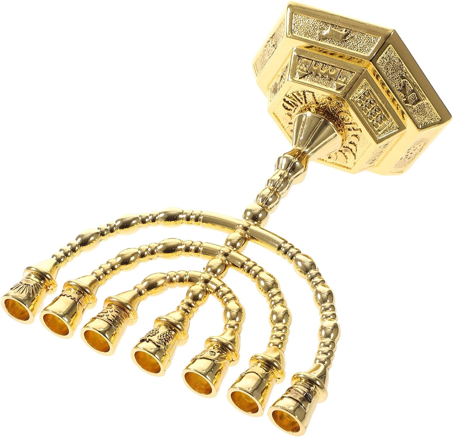 FOMIYES Seven Candle Menorah 7 Branch Chanukah Candle Minorah Jewish Candle Holder Metal Religious Menorah One Week Candlestick Stand Standard Hanukah Candle for Home Decorations image number 4