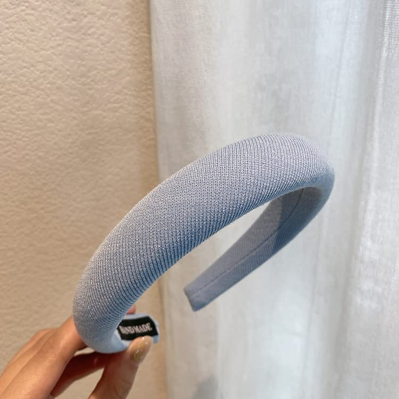 Blue Padded Headband Puffy Headbands for Women Girls Chunky Hairbands Thick Puffy Head Band Vintage Fashion Pad Headband for Women Christmas Party Headbands Hair Accessories image number 2