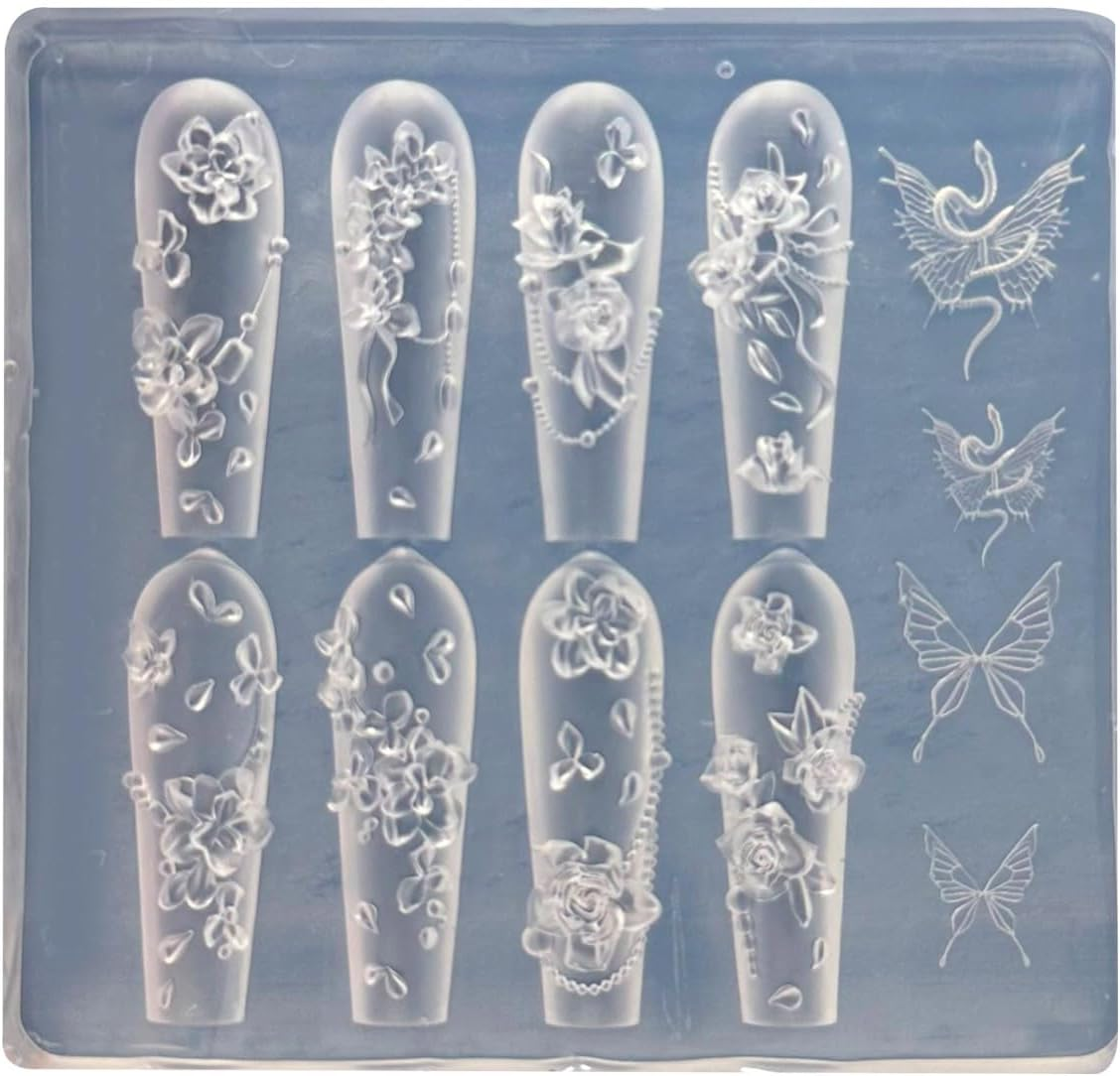 Nails Art Moulds Silicone Template Nails Designing Tool Rose Shape Handmade Molds for Manicure Creation Nail Mold image number 4