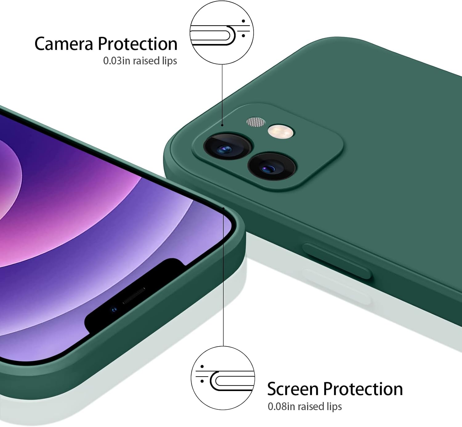 Meliya Case for Iphone 12 Case, Slim Stylish Silicone Full-Body Protective Shockproof Bumper Cover for Iphone 12 6.1 Inch (2020) Phone Case (Dark Green) image number 1