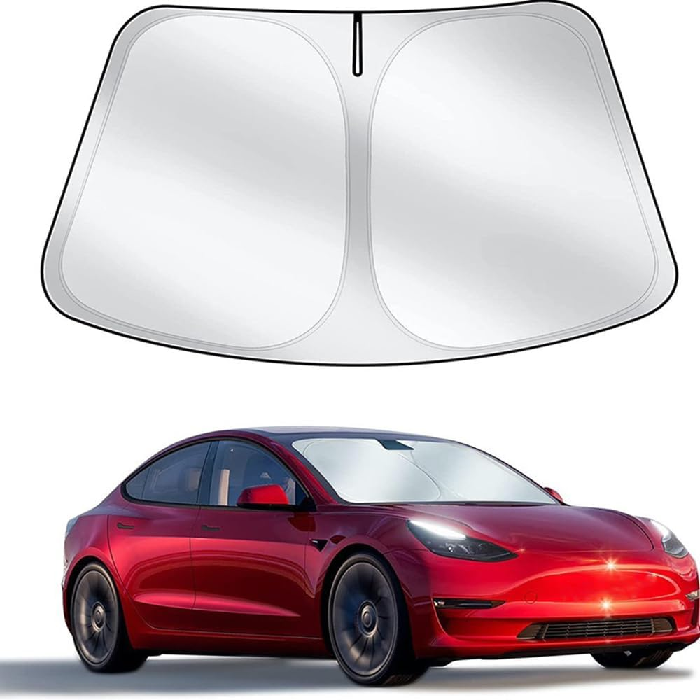 Skycabin Car Front Windshield Sunshade for Tesla Model 3, Foldable Window Sun Shade, Foldable Sunshade for Sun Heat Protection & Car Interior Cooler Accessories,Upgraded Windscreen Sunshade image number 3