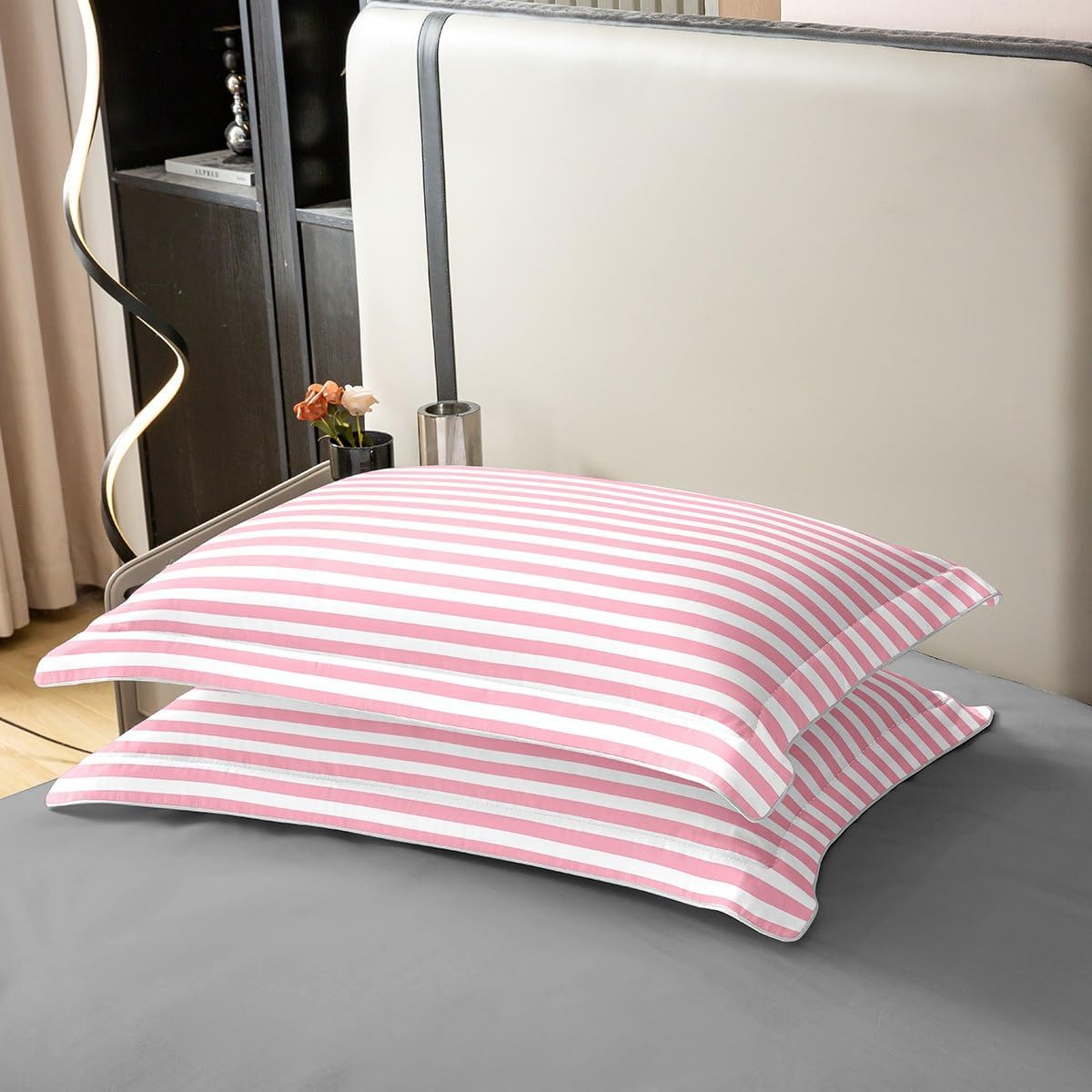 100% Cotton Pink Striped Duvet Cover for Kids Girls Red White Stripe Bedding Set Single Farmhouse Ticsuper King Stripes Women Comforter Cover Decor Horizontal Stripes Geometric Lines Quilt Cover image number 2