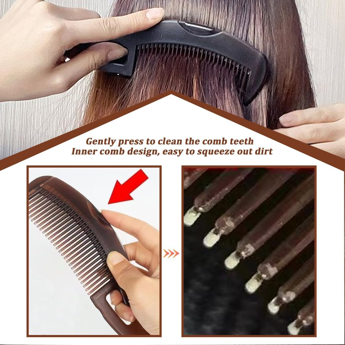 MOLZINY Pack of 2 Dandruff Comb with Massage Comb Hollow Tooth Hair Brush for Scalp Massage Energy Massage Comb Hairdressing Comb for Scalp Massage Refreshment Easy Cleaning for Men and Women image number 5