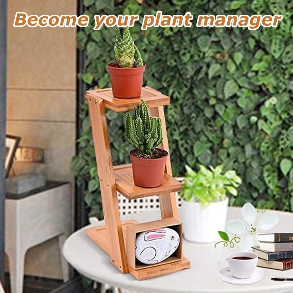 3 Tier Flower Ladder,Home Plants Plants Display Shelf ,Wooden Flowers Stand,Blossom Pot Rack, Living Decor Wooden Support,For Window Garden Balcony Living Room Bedroom image number 5