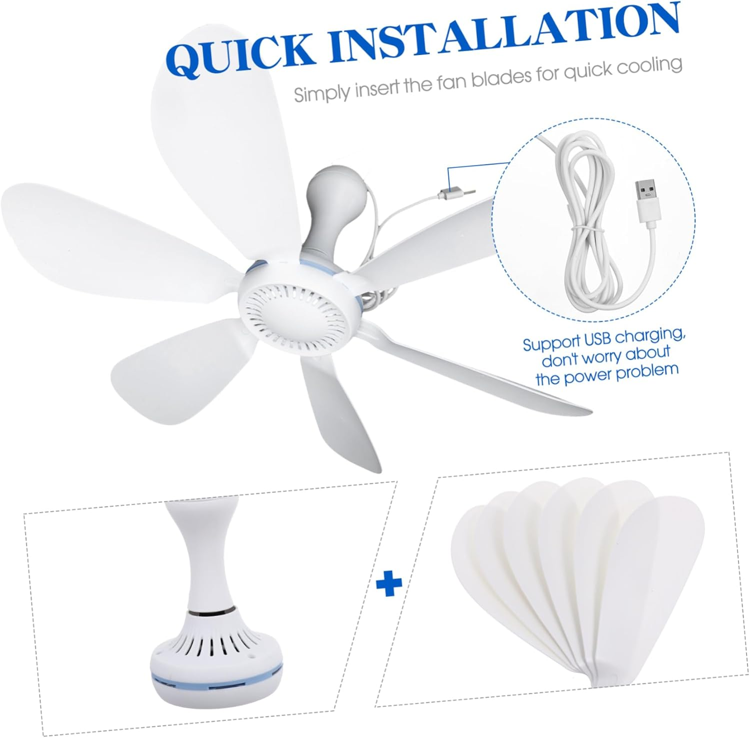 Levemolo 1 Set Portable USB Ceiling Fan for Camping Lightweight Hanging Tent Fan Design USB Rechargeable for Home Office Outdoor Use Excellent Cooling image number 5