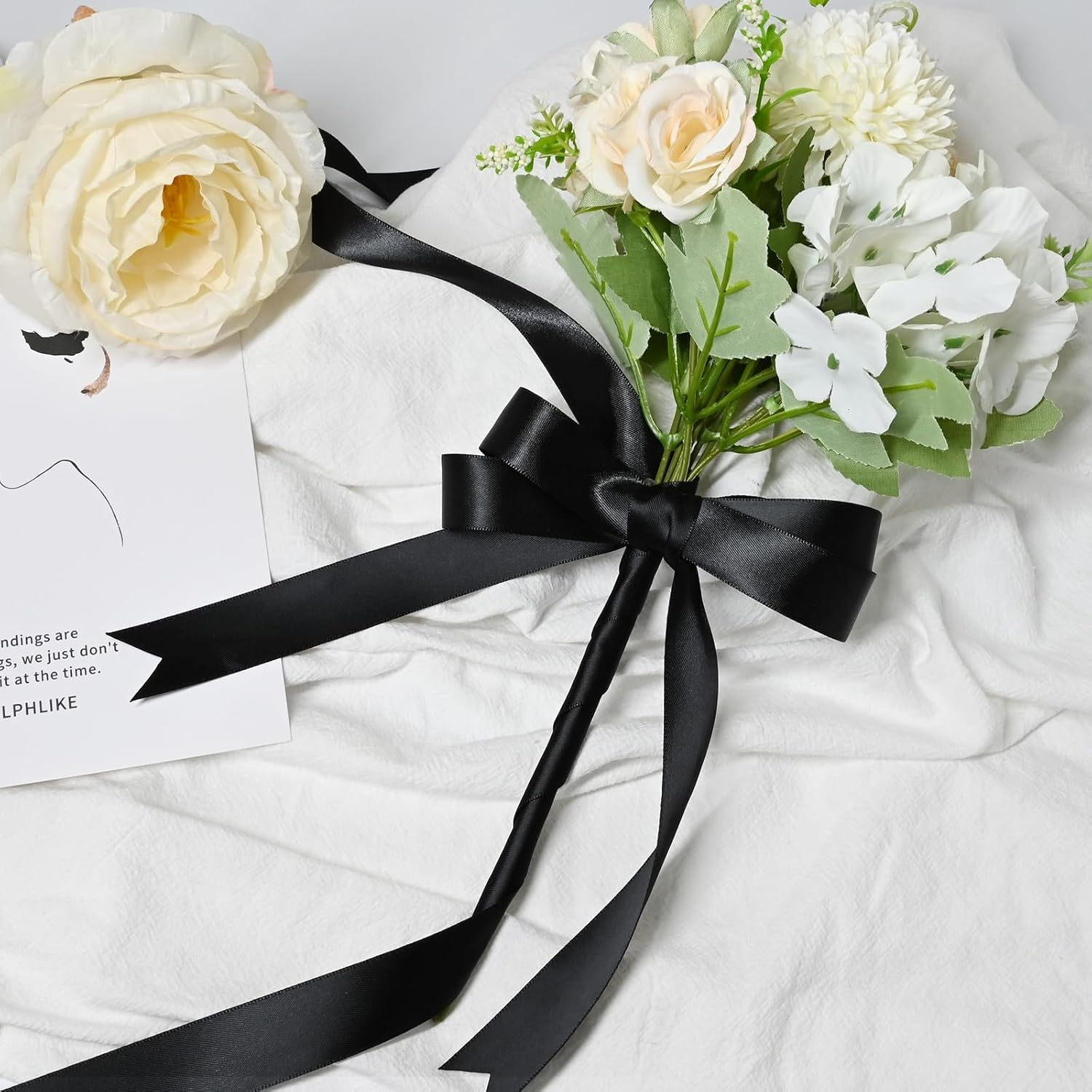 Black Satin Ribbon 7/8 Inch 50 Yards Double Faced Polyester Satin Ribbons for Gift Wrapping DIY Crafts Weddings Invitations Flower Bouquet Bow Making Home Decor Sewing image number 5