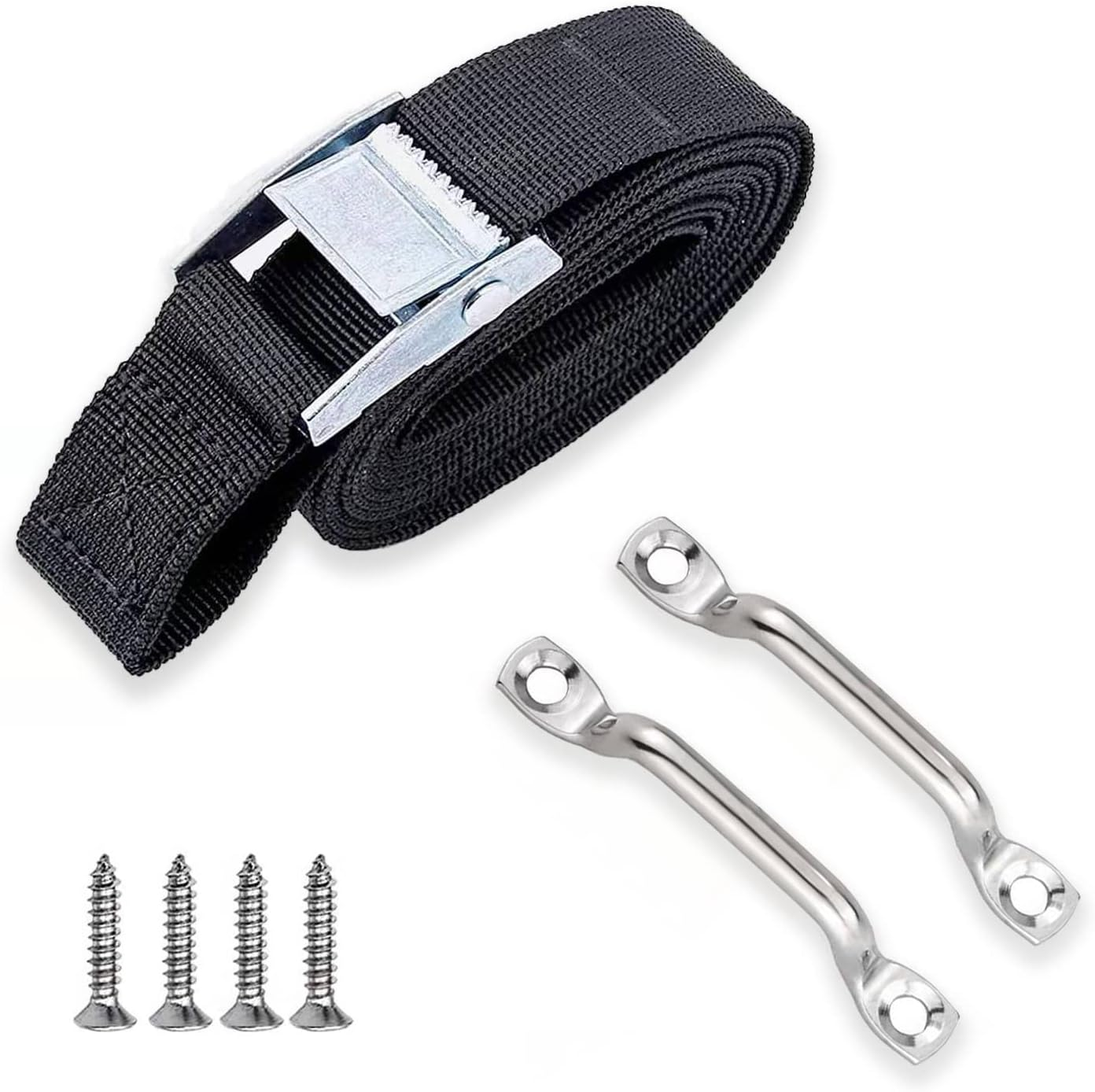 78'' Battery Tie down Strap for Boats,Battery Box Hold down Straps Kit with Stainless Steel Cam Buckle,Stainless Steel Deck Loop Mounts and SS Screws,Used for Cooler,Fuel Tank,Yeti,Rtic,Rv and More image number 2